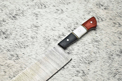 Cutlery Salvation Handmade Damascus Steel Full Tang Kitchen Chef Knife – 11" Blade, Oil Tempered 58-60 HRC
