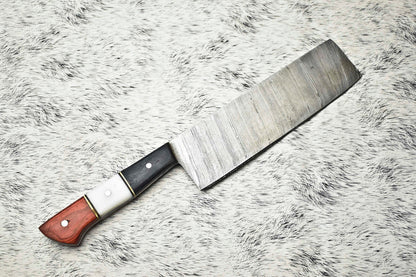 Cutlery Salvation Handmade Damascus Steel Full Tang Kitchen Chef Knife – 11" Blade, Oil Tempered 58-60 HRC