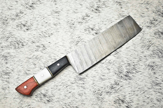 Cutlery Salvation Handmade Damascus Steel Full Tang Kitchen Chef Knife – 11" Blade, Oil Tempered 58-60 HRC