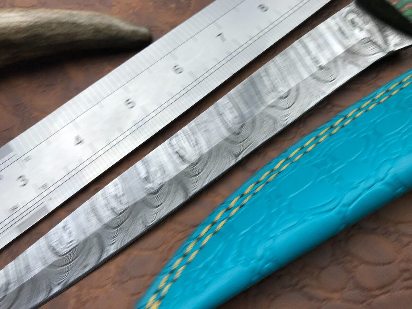 14" Handmade Damascus Steel Camping Fillet Knife With Pakka Wood Handle & Sheath