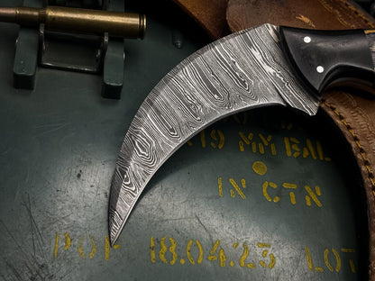 8" Damascus Karambit Knife Tactical Karambit Damascus Steel with Wood Handle and Sheath