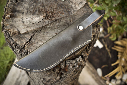 Twist Damascus Skinner Knife with Hardwood Handle Custom Handmade for Fishing and Hunting
