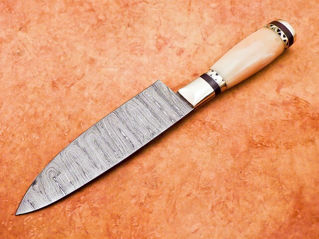 12" Professional Handmade Damascus Steel Chef Knife with Camel Bone Handle