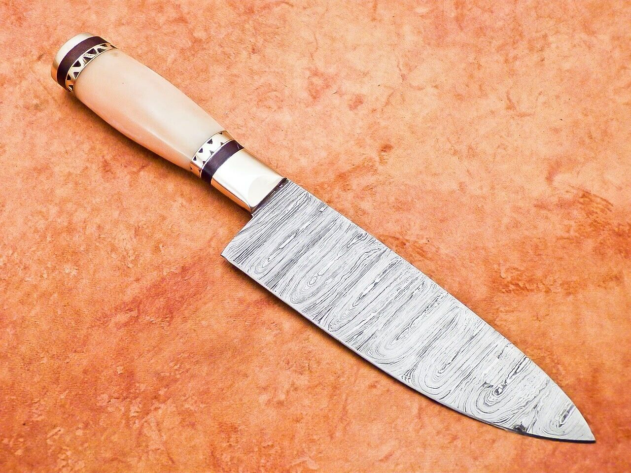 12" Professional Handmade Damascus Steel Chef Knife with Camel Bone Handle