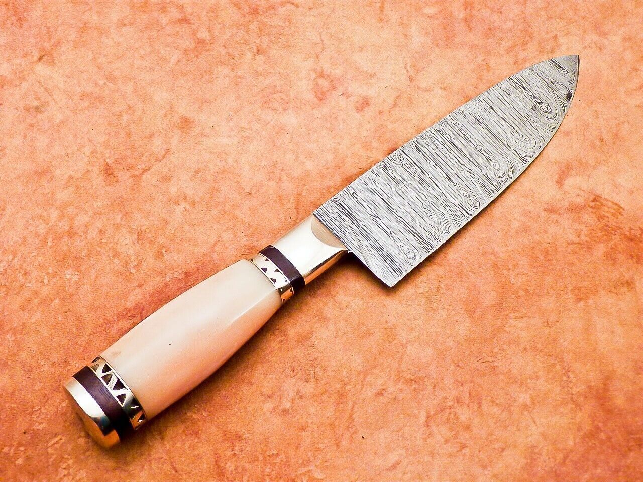 12" Professional Handmade Damascus Steel Chef Knife with Camel Bone Handle