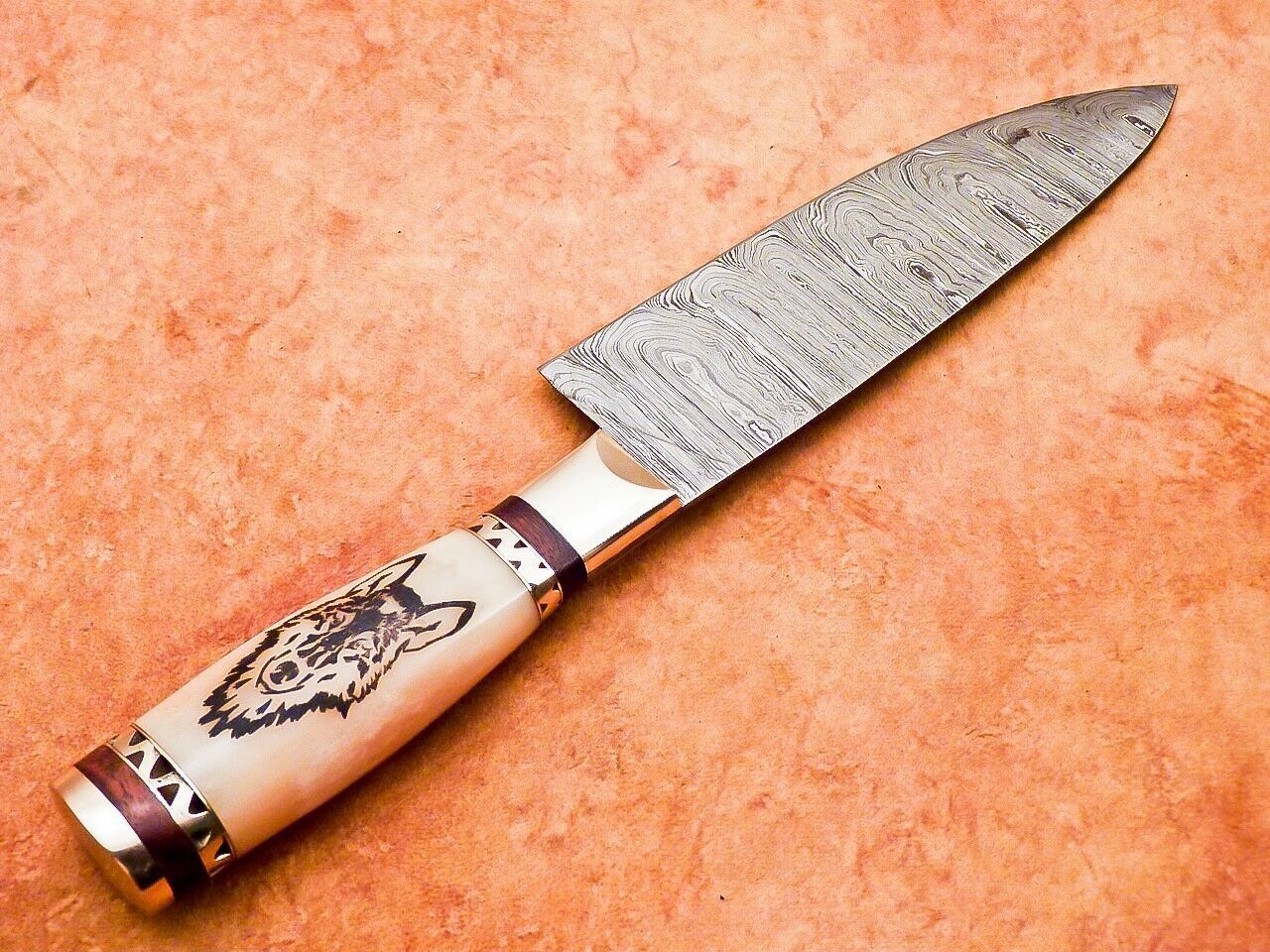12" Professional Handmade Damascus Steel Chef Knife with Camel Bone Handle