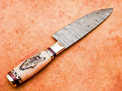 12" Professional Handmade Damascus Steel Chef Knife with Camel Bone Handle