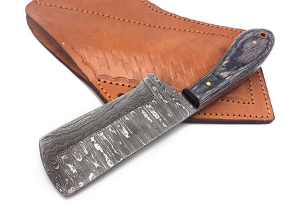 Handmade Damascus Steel Bull Cutter Knife Custom Bull Cutter Knife  With Wood Handle