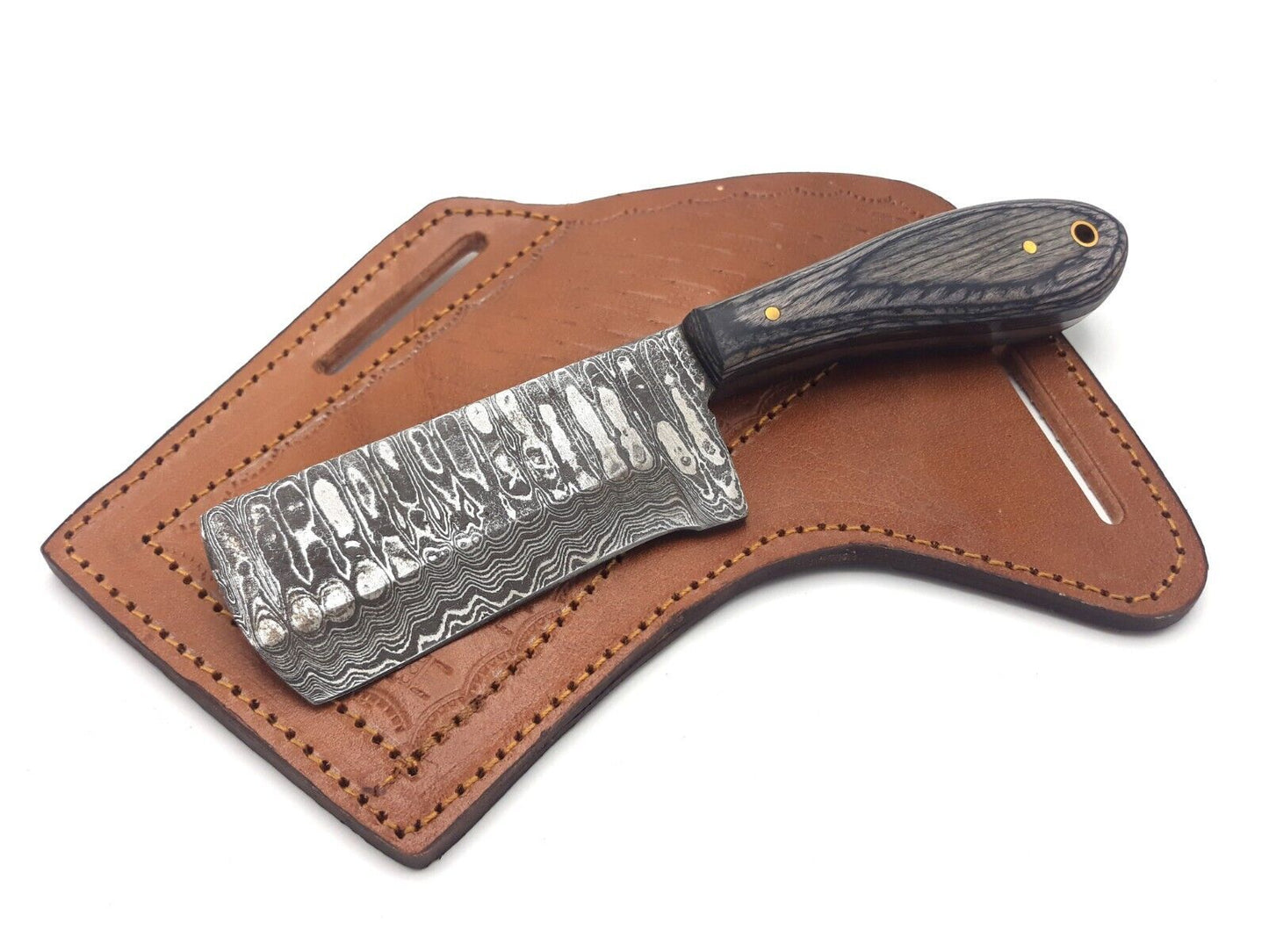 Handmade Damascus Steel Bull Cutter Knife Custom Bull Cutter Knife  With Wood Handle