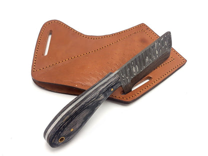 Handmade Damascus Steel Bull Cutter Knife Custom Bull Cutter Knife  With Wood Handle