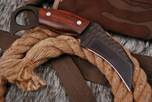 Best Karambit Handmade D2 Steel Full Tang Karambit Knife With Wood Handle