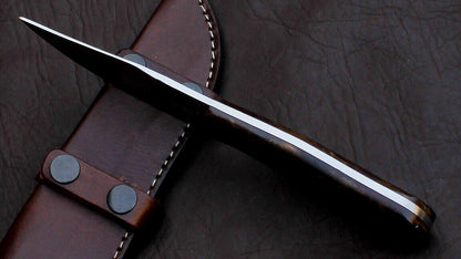 Custom Hand Forged Skinner Knife | D2 Steel Blade | Fixed Blade Hunting Knife with Leather Sheath