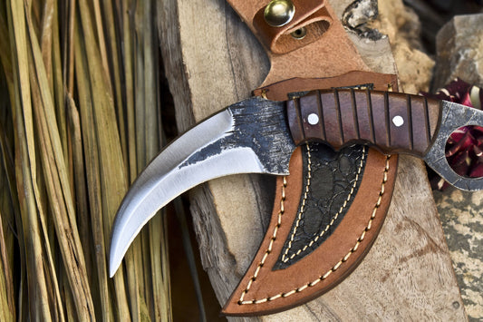 Handmade D2 Stainless Steel Karambit Knife Best Karambit With Wood Handle