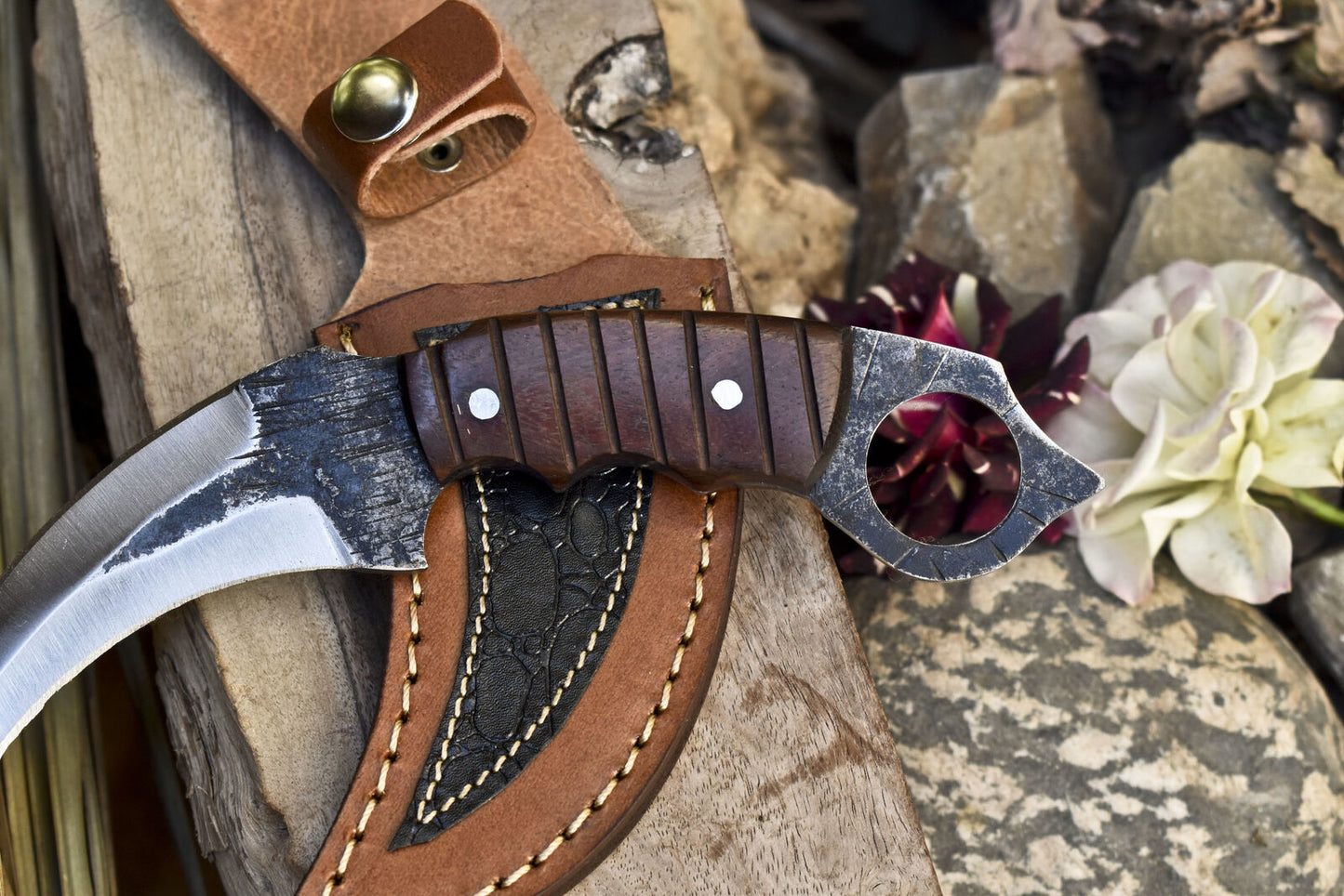 Handmade D2 Stainless Steel Karambit Knife Best Karambit With Wood Handle