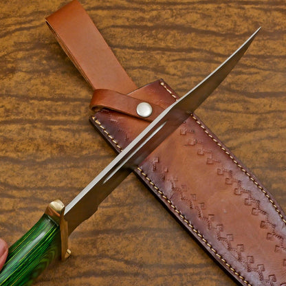 Premium 12-Inch D2 Steel Bowie Hunting Knife with Pakka Wood Handle