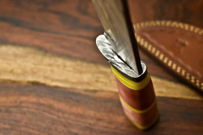 Handmade Damascus Steel Hunting Bowie Knife with Camel Bone Handle