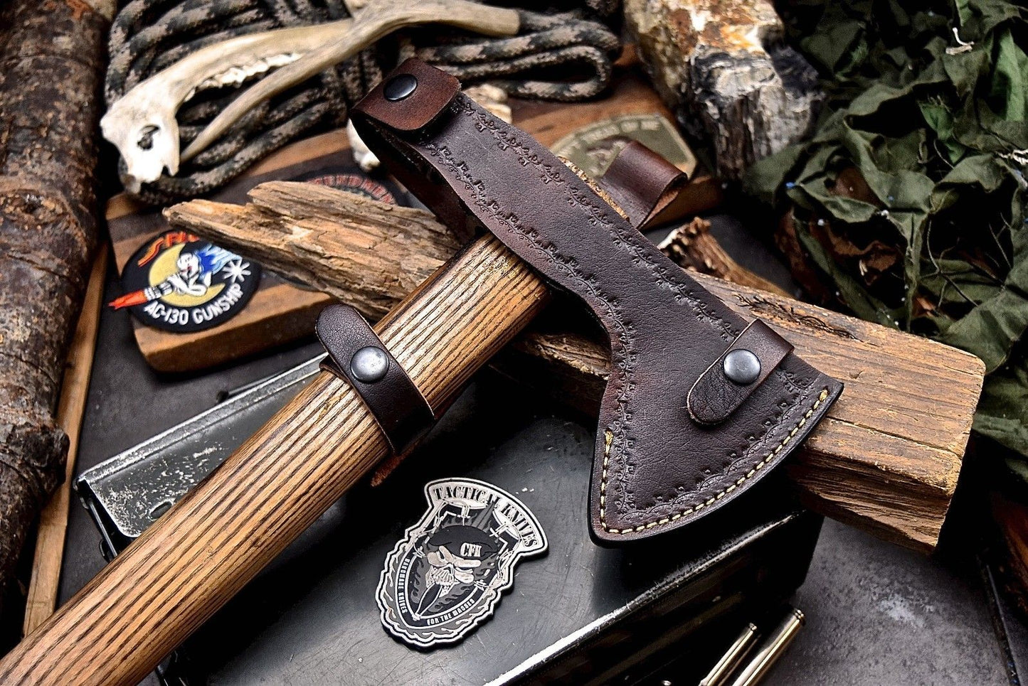 Hand Forged 1095 High Carbon Steel Viking Tomahawk | Camping & Hunting Axe with Leather Sheath