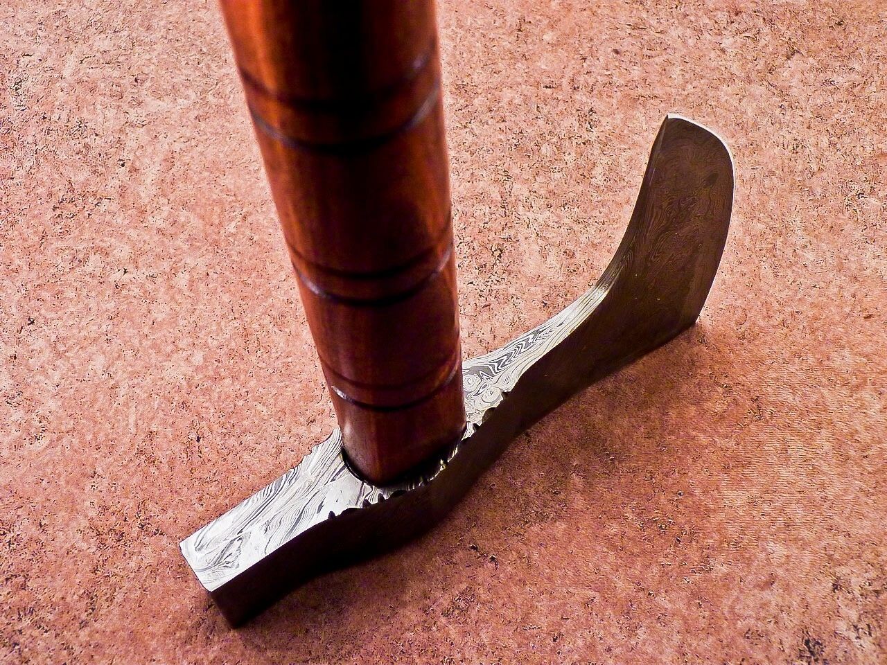 New Handmade Damascus Steel Axe | Unique Limited Edition 21-Inch Axe with Natural Wood Handle & Leather Sheath