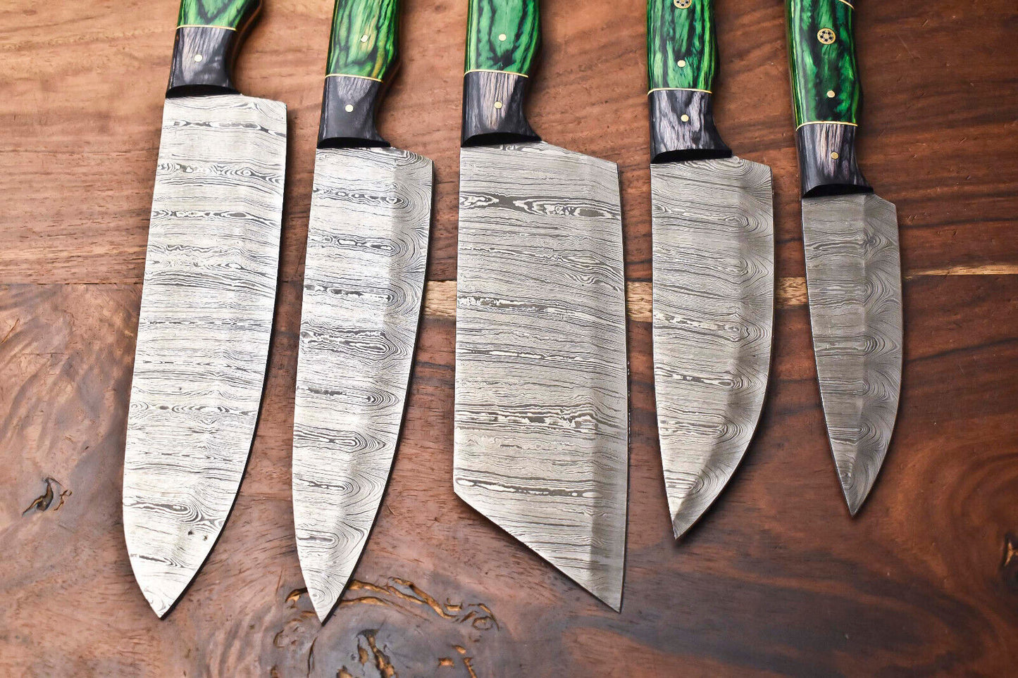 Premium 5-Piece Handmade Damascus Steel Chef Knife Collection