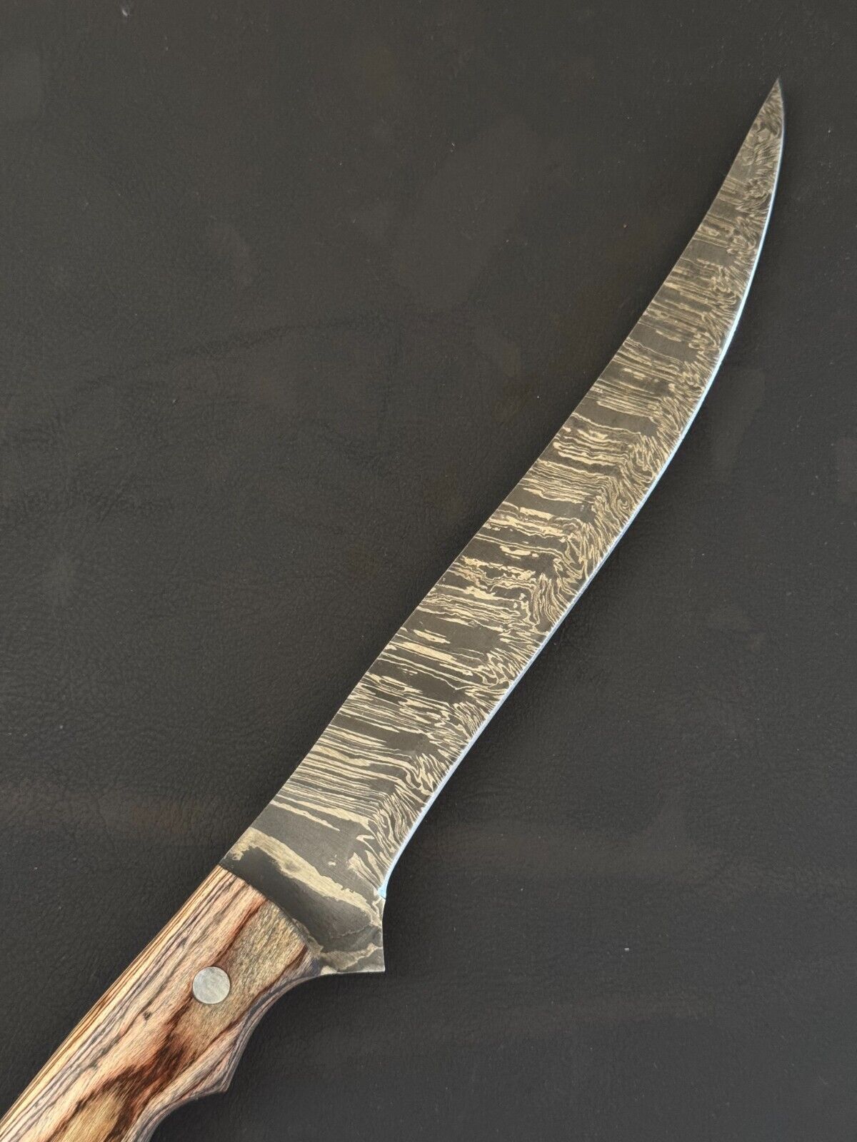 13" Hand Forged Damascus Steel Fillet Knife Damascus Fillet Knife W/Sheath