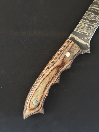 13" Hand Forged Damascus Steel Fillet Knife Damascus Fillet Knife W/Sheath