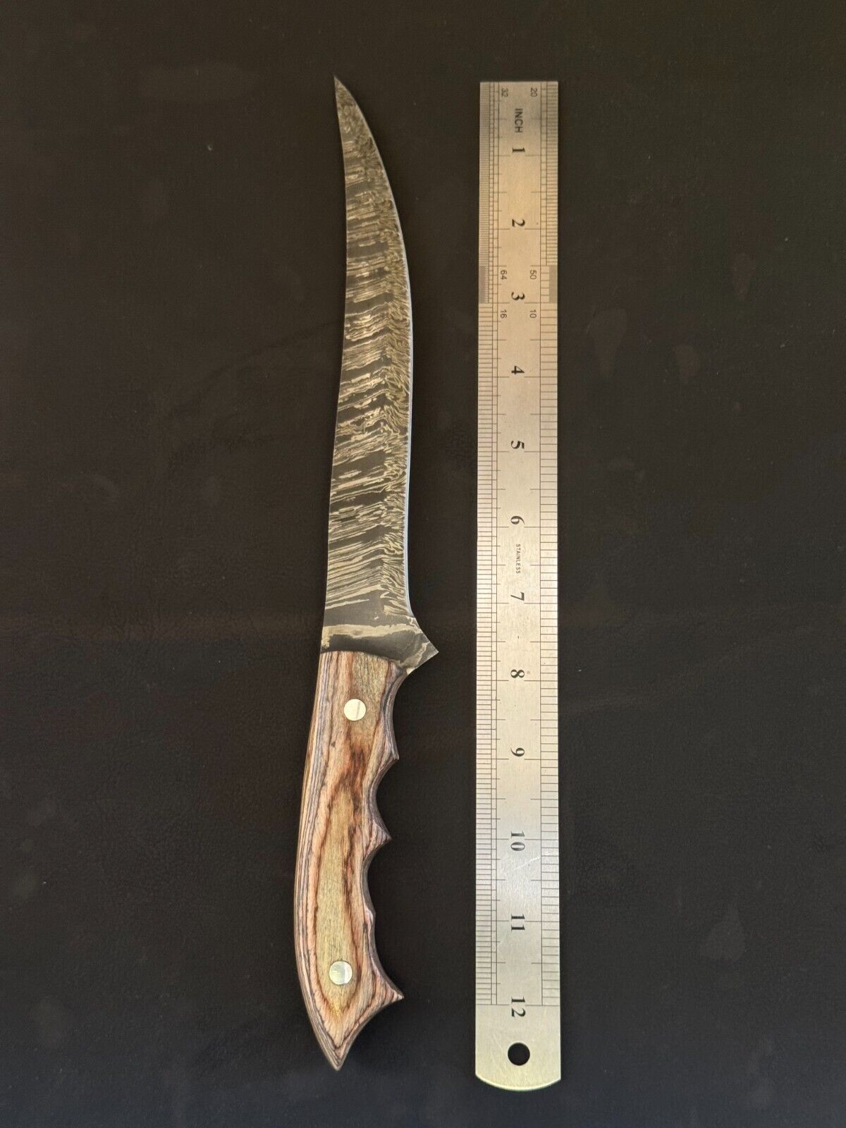13" Hand Forged Damascus Steel Fillet Knife Damascus Fillet Knife W/Sheath
