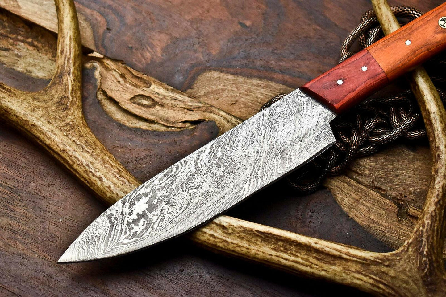 Exquisite Handmade Damascus Steel Chef Knife | Full Tang Kitchen Blade with Hard Wood Handle