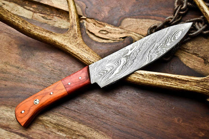 Exquisite Handmade Damascus Steel Chef Knife | Full Tang Kitchen Blade with Hard Wood Handle