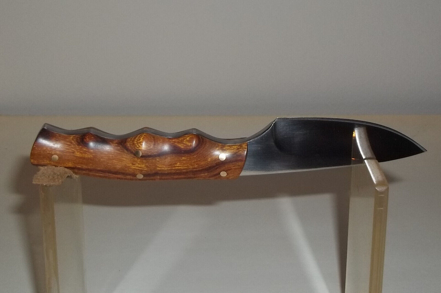6.5" Skinner Caper Knife 9Cr14 Stainless Steel Blade Desert Ironwood Handle with Leather Sheath