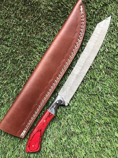13" Custom Handmade Damascus Steel Fillet Chef Brisket Hunting Knife