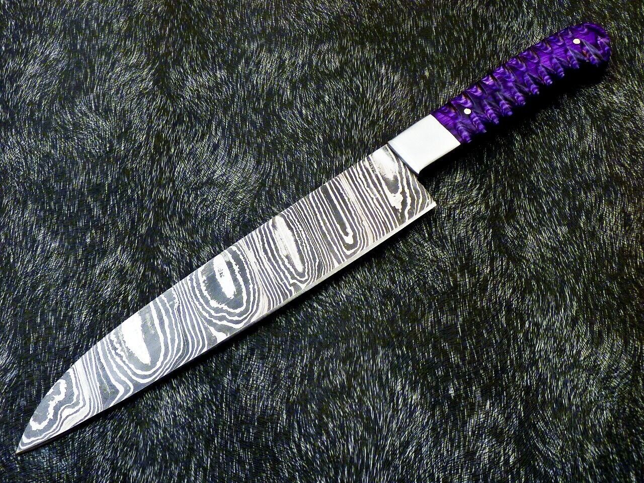 13" Custom Hand Forged Damascus Steel Chef Kitchen Knife with Hardwood Handle