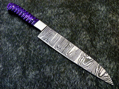 13" Custom Hand Forged Damascus Steel Chef Kitchen Knife with Hardwood Handle