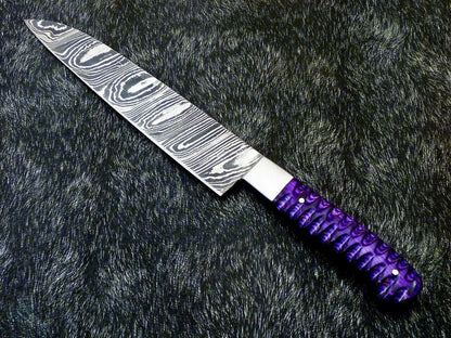 13" Custom Hand Forged Damascus Steel Chef Kitchen Knife with Hardwood Handle