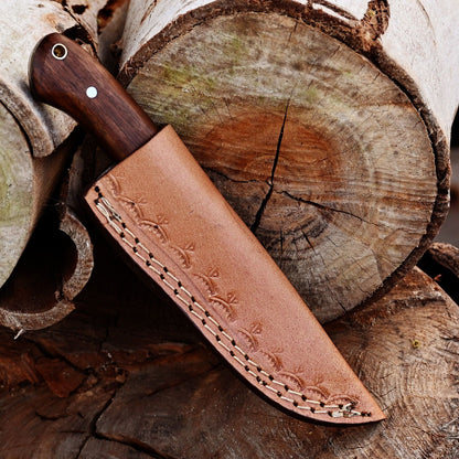 Custom Made Damascus Skinner Hunting Knife Hand Forged Damascus Steel Wood Handle