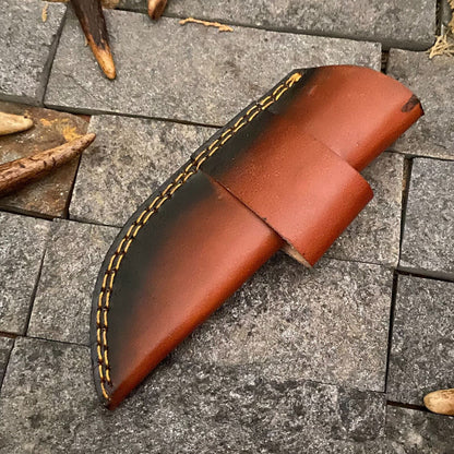 Heritage Forge 8 Inch Handmade Damascus Steel Skinner Knife with Resin Handle and Leather Sheath