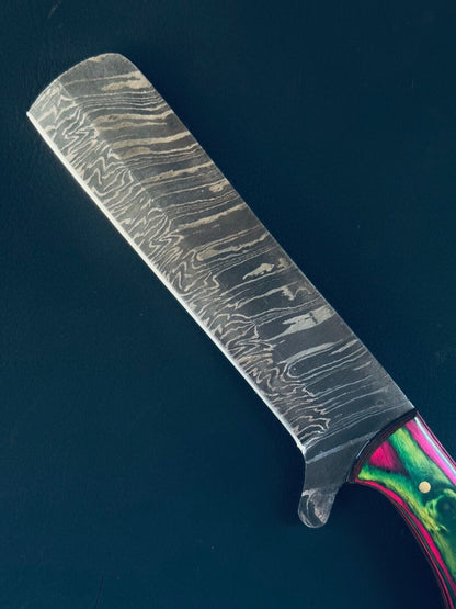 Cowboy Damascus Steel Bull Cutter Knife 12" Custom Bull Cutter Knife With Wood Handle