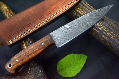 Custom 8.0" OAL Handmade Damascus Steel Chef Knife with Walnut Handle