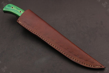 13.5" Handmade Fire Damascus Steel Fillet Knife  Damascus Fillet Knife For Kitchen Use W/Sheath