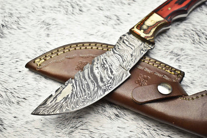 10" Custom Handmade Forged Damascus Steel Hunting Tracker Knife | Fixed Blade Camping Knife