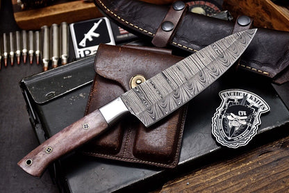 Handmade Damascus Autumn Bone Hunting Skinner Knife – 11.5" Custom Camping & Chef Blade