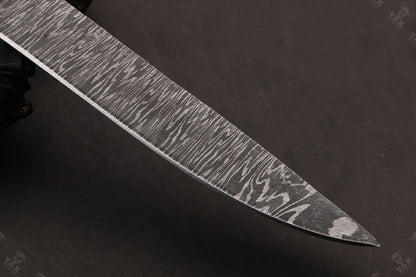 13.5" Custom Hand forged Damascus Steel Fillet Knife Best Fillet Knife With Leather Sheath