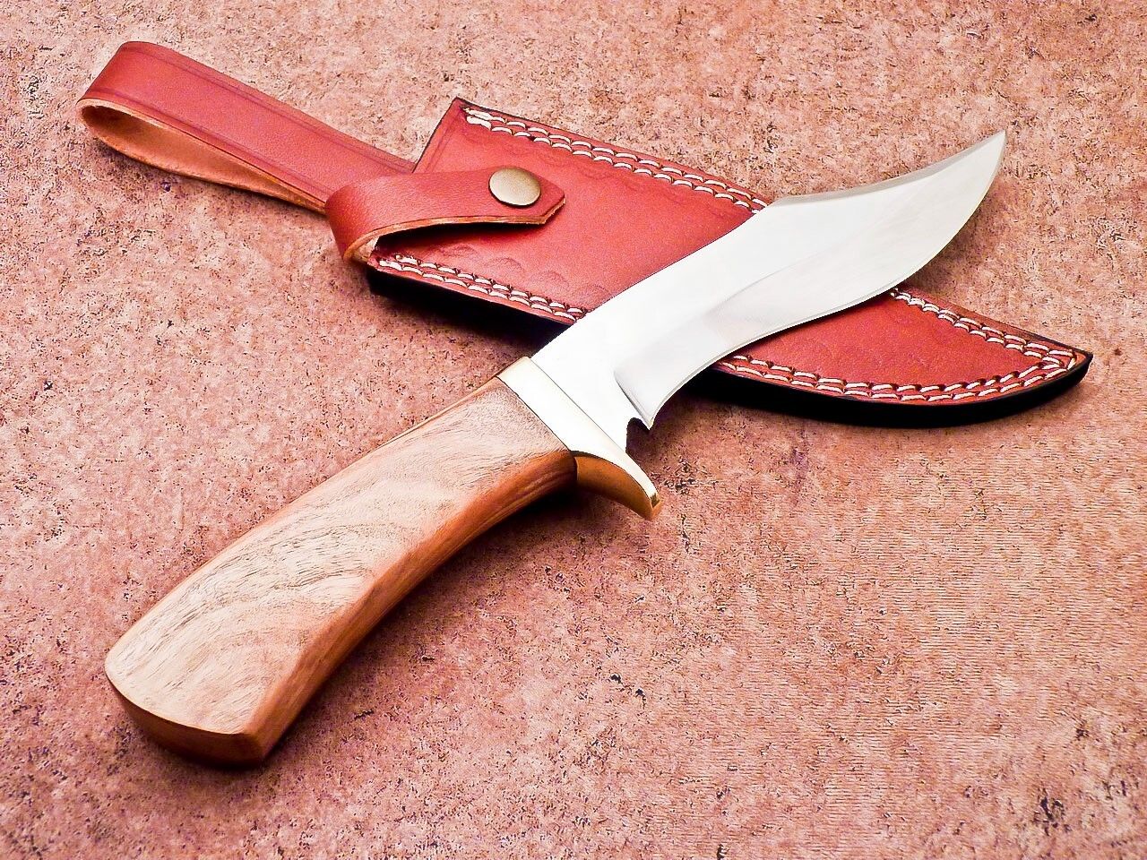 12" Custom Handmade D2 Steel Camping & Hunting Bowie Knife with Olive Wood Handle