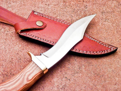 12" Custom Handmade D2 Steel Camping & Hunting Bowie Knife with Olive Wood Handle