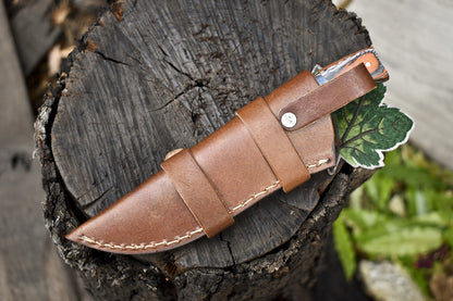 8" Twist Damascus Skinner Knife with Mixed Handle | Handmade Camping & Hunting Blade