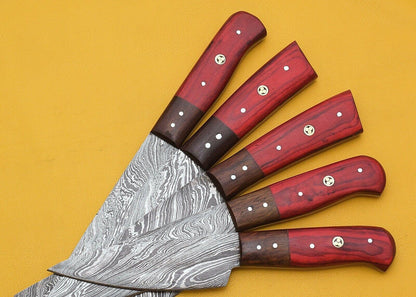 Custom Handmade Damascus Kitchen Chef Knife Set – 256 Layers, Pakka Wood Handle