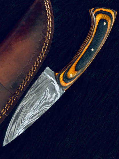 8.5" Custom Handmade Twist Damascus Steel Bowie Knife with Wood Handle