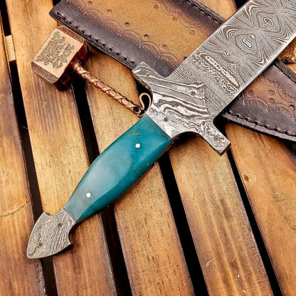 12 Inch Tactical Damascus Steel Dagger bowie Knife with Resin Handle