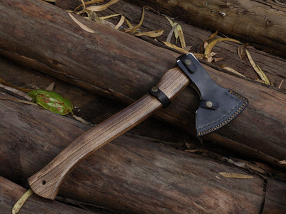 Handmade Viking Axe 18 Inch Carbon Steel Blade with Ash Wood Handle and Leather Sheath