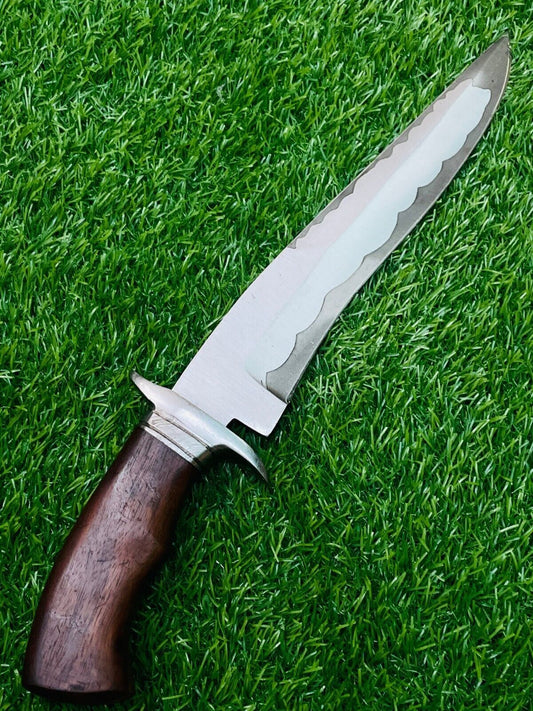 Handmade D2 Steel Thick Blade Bowie Knife | 14" Camping, Hunting & Survival Knife with Wood Handle & Sheath