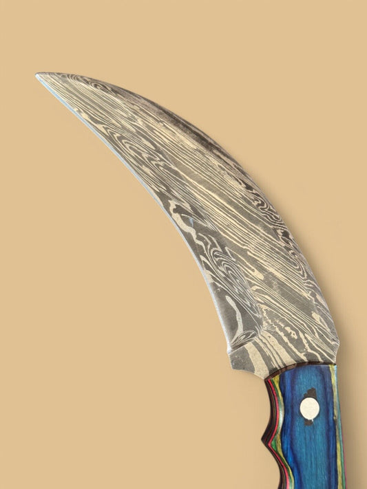 Damascus Karambit Knife 9.5” Handmade Karambit Damascus Steel Knife with Pakkawood Handle